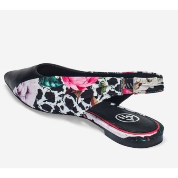 ASH DIVINA Leather & Silk Floral Print Pointed Toe Ballet Flat Slingbacks EU37 - Picture 4 of 12